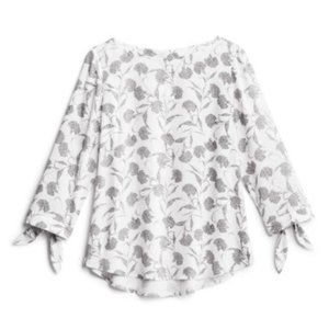 41 Hawthorn White, Black Mixed Media Blouse Size M